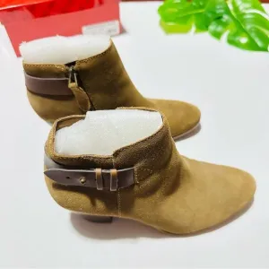 Guess Geora Medium Brown Leather Suede Ankle Booties