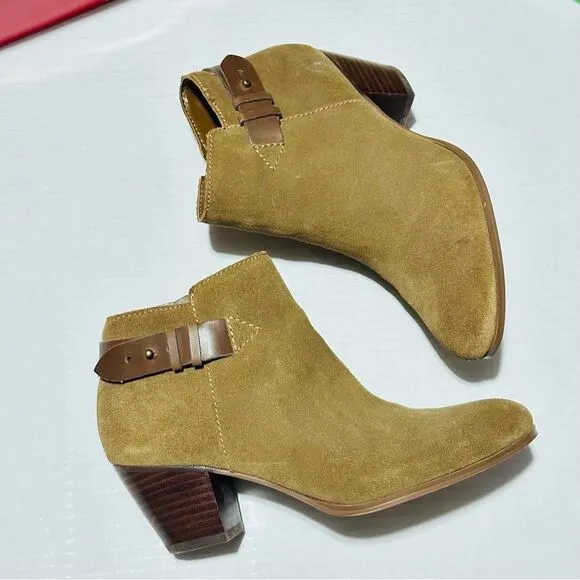 Guess Geora Medium Brown Leather Suede Ankle Booties