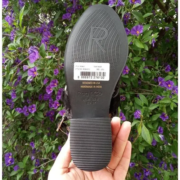 [H117] RAG &amp; CO [ROSALIE] Black Block Heeled Sandal, Size 6