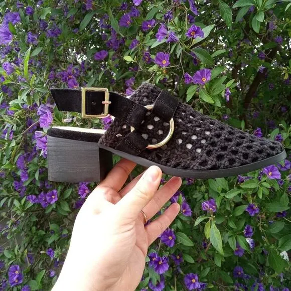 [H117] RAG &amp; CO [ROSALIE] Black Block Heeled Sandal, Size 6