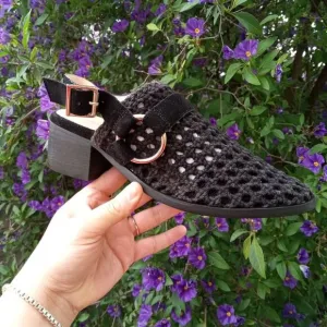 [H117] RAG &amp; CO [ROSALIE] Black Block Heeled Sandal, Size 6