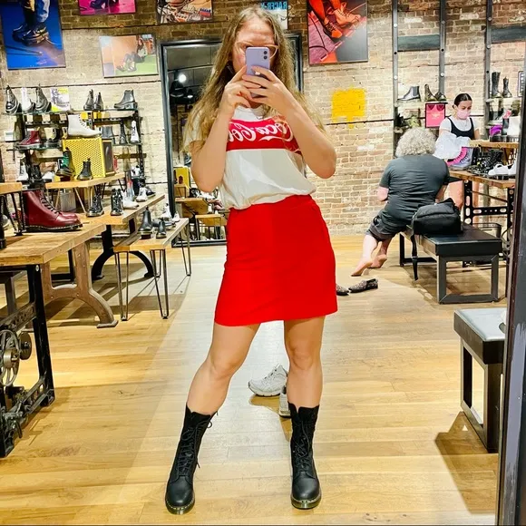 H&amp;M True Strawberry Red Pencil Skirt High Waist