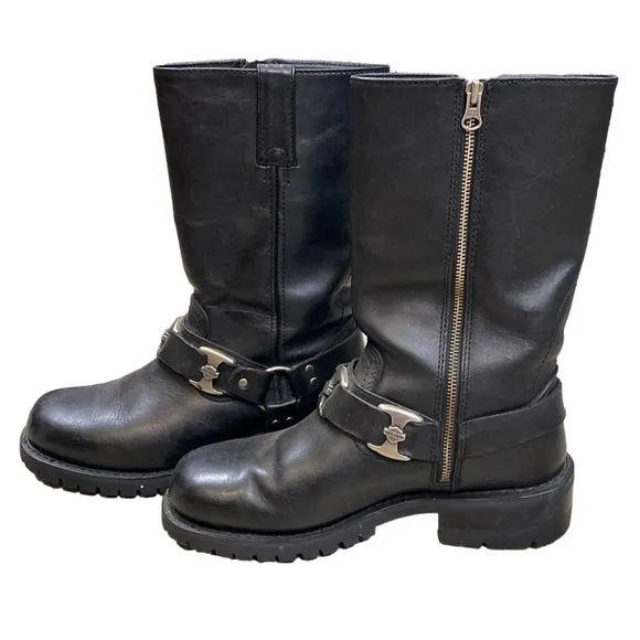 Harley Davidson Black Women’s Moto Leather Boots | Size 9.5 Great Condition