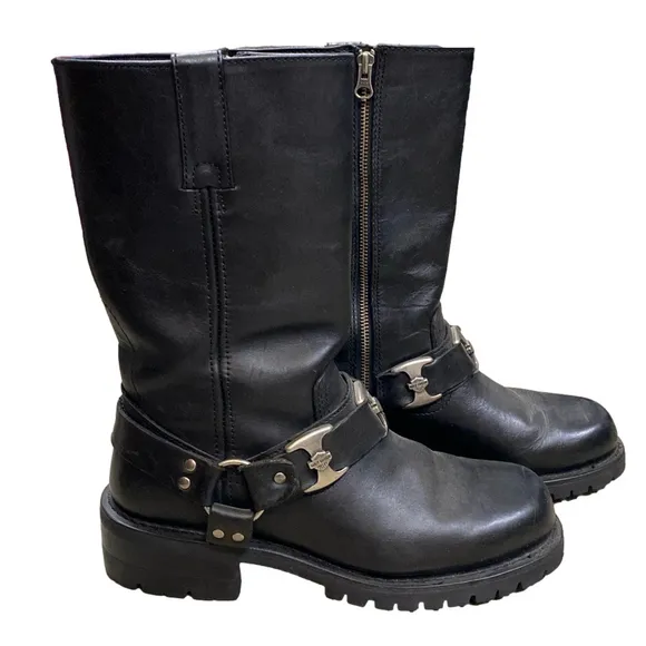Harley Davidson Black Women’s Moto Leather Boots | Size 9.5 Great Condition