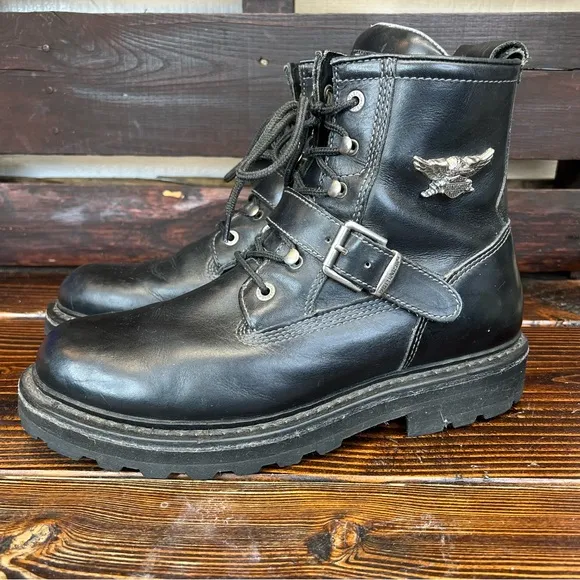 Harley Davidson Men’s Black Leather High Ankle Biker Boots