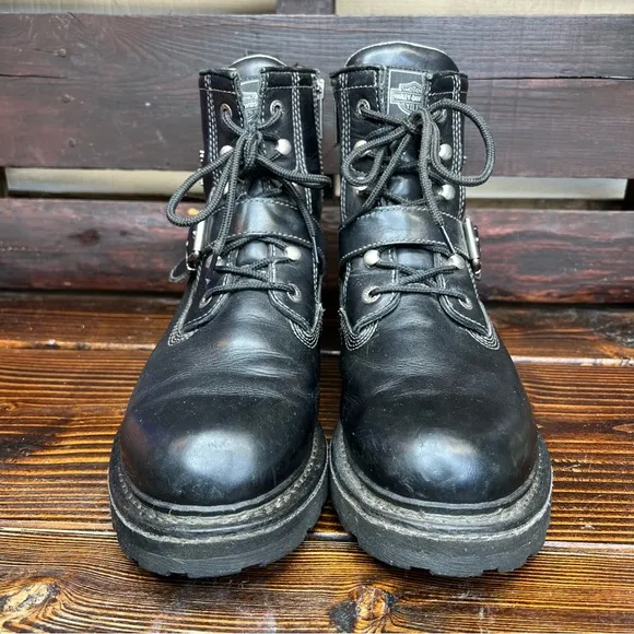 Harley Davidson Men’s Black Leather High Ankle Biker Boots