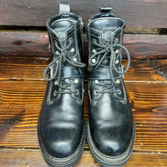 Harley Davidson Men’s Black Leather High Ankle Biker Boots