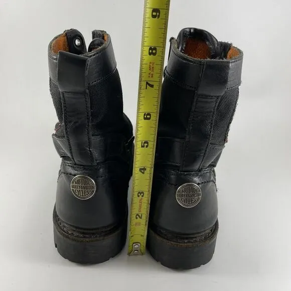 Harley Davidson Vintage Moto Riding Boots Womens Size 6 Black Leather Logo