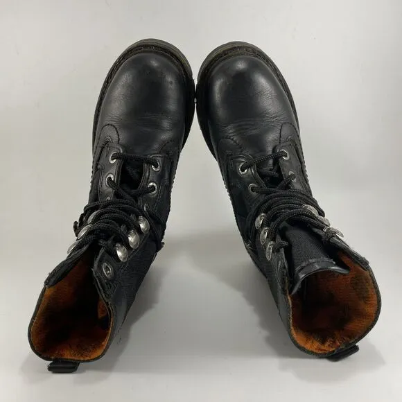 Harley Davidson Vintage Moto Riding Boots Womens Size 6 Black Leather Logo