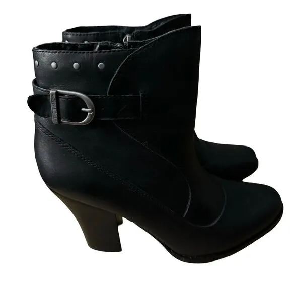 Harley Davidson Women's Black Noir Abriana High Heel Leather Boots‎ Size 10