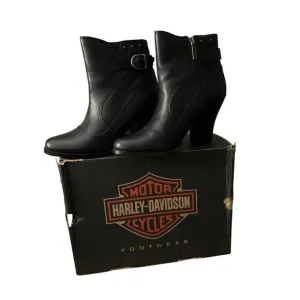 Harley Davidson Women's Black Noir Abriana High Heel Leather Boots‎ Size 10