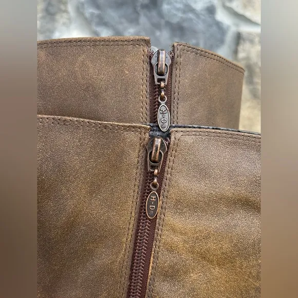 Harley Davidson Womens Boots Sz 8.5 Brown Leather Riding Boots Biker Eagle Studs
