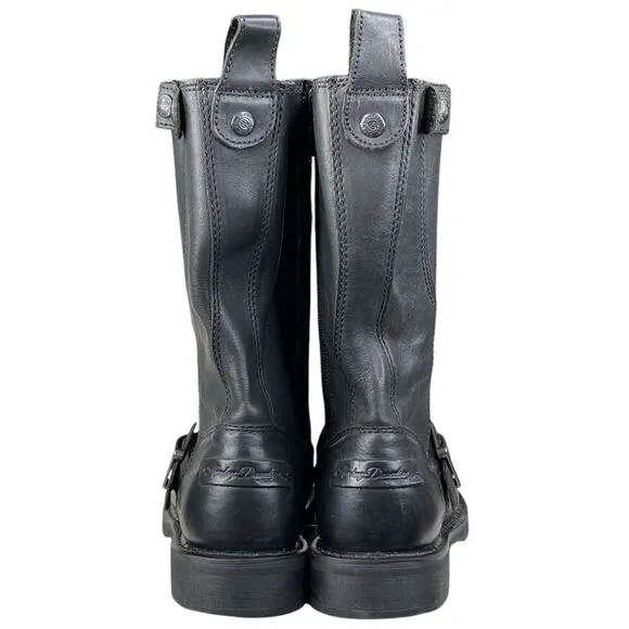 Harley Davidson Women's Dulcie Grey Black Leather Moto Boot Size US 6