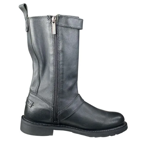 Harley Davidson Women's Dulcie Grey Black Leather Moto Boot Size US 6