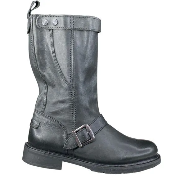 Harley Davidson Women's Dulcie Grey Black Leather Moto Boot Size US 6