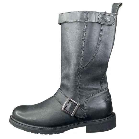 Harley Davidson Women's Dulcie Grey Black Leather Moto Boot Size US 6