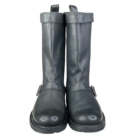 Harley Davidson Women's Dulcie Grey Black Leather Moto Boot Size US 6