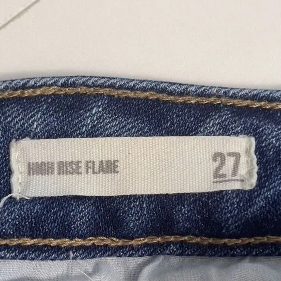 Harper Heritage High Rise Flare Jeans Distressed Medium Wash Raw Hem Size 27