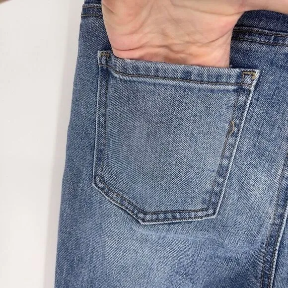 Harper Heritage High Rise Flare Jeans Distressed Medium Wash Raw Hem Size 27