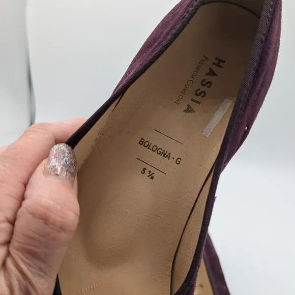 Hassia Sanremo Swarovski Crystal Low Heel Flat Purple Wine US 8 Wide