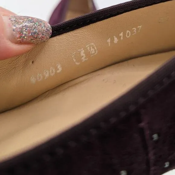 Hassia Sanremo Swarovski Crystal Low Heel Flat Purple Wine US 8 Wide