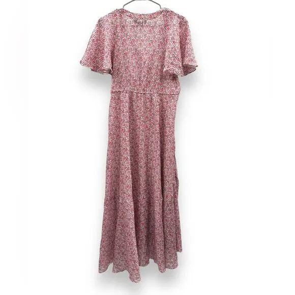 Hatch Maternity Margarette pink‎ Floral Short Sleeve Midi Dress Sz 1 (S)