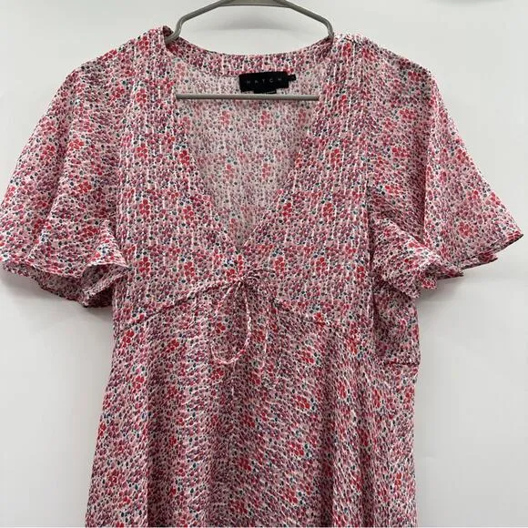 Hatch Maternity Margarette pink‎ Floral Short Sleeve Midi Dress Sz 1 (S)