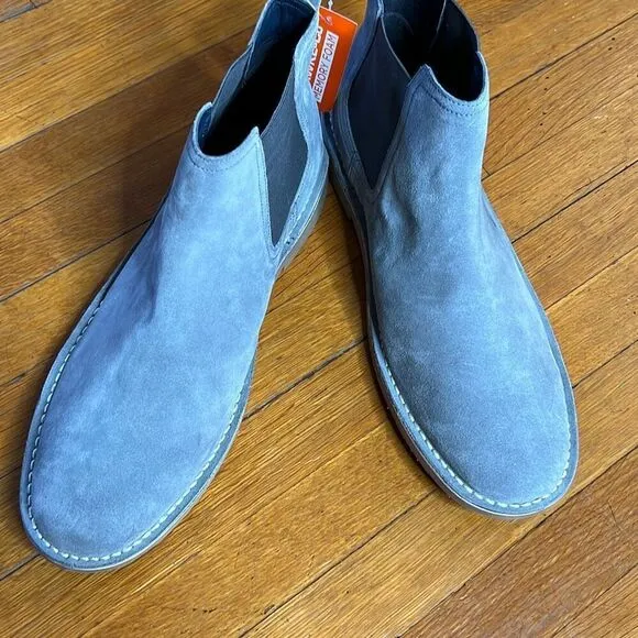 Hawke &amp; Co Chelsea Suede Ankle Boots Almond Toe Elastic Blue Size 13 NWT