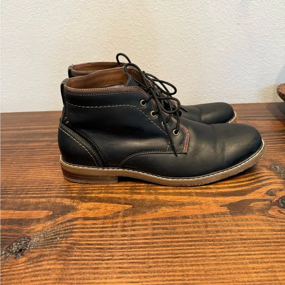 HAWKER RYE Chukka Boots Men Sz 10 Leather Black Classic Ankle Shoes Preppy