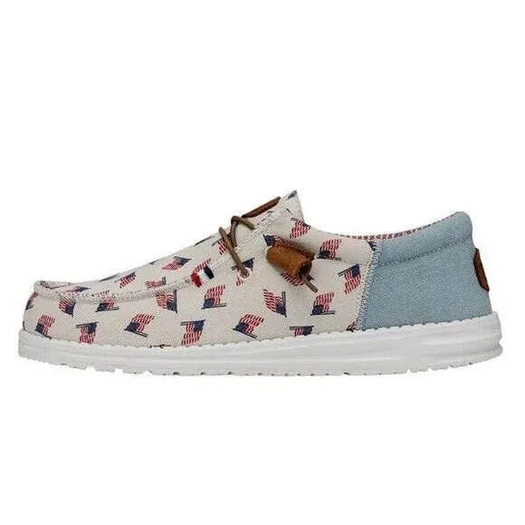 Hey Dude Wally Americana Flag Men's Size 11 Comfort Shoes Slip On‎ New 40395-1JR
