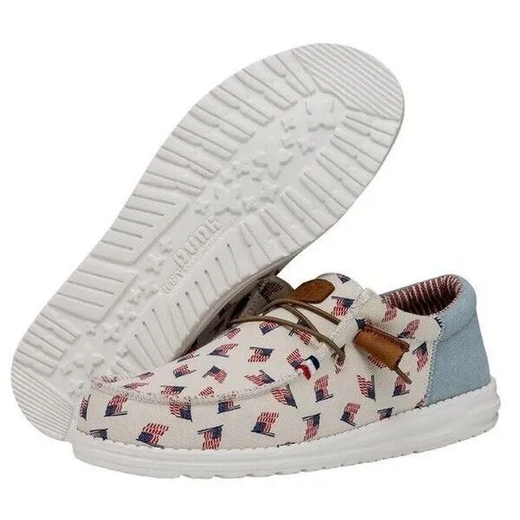 Hey Dude Wally Americana Flag Men's Size 11 Comfort Shoes Slip On‎ New 40395-1JR