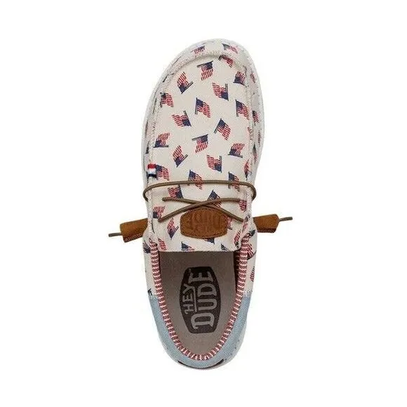 Hey Dude Wally Americana Flag Men's Size 11 Comfort Shoes Slip On‎ New 40395-1JR