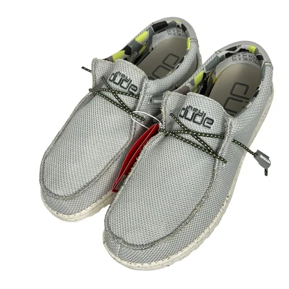 Hey Dude Wally Sox Men’s Gray Triple Needle Fog Slip On Casual Shoes Size 9