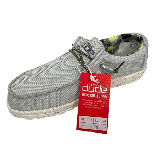 Hey Dude Wally Sox Men’s Gray Triple Needle Fog Slip On Casual Shoes Size 9