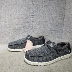 Hey Dude Wally Sox Men's Size US 9 Black White Lightweight Lace Up Loafer Shoes