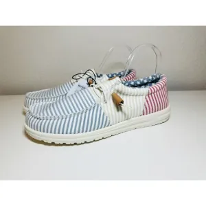 HEYDUDE Wally Tri Seersucker Americana Patriotic USA Shoes Men's 12 NWT