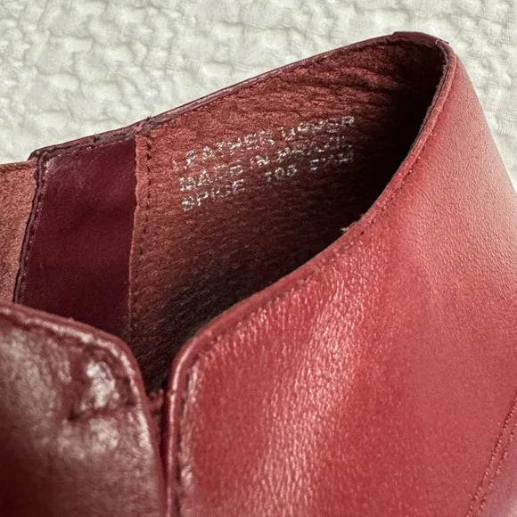 Hillard &amp; Hanson Burgundy Red Leather Ankle Boots Size 8.5 Retro Streetwear Boho