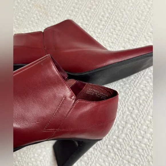 Hillard &amp; Hanson Burgundy Red Leather Ankle Boots Size 8.5 Retro Streetwear Boho