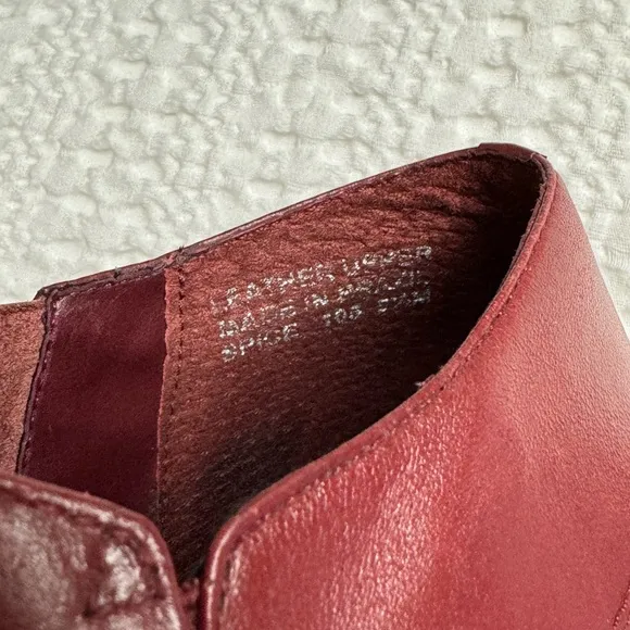 Hillard &amp; Hanson Burgundy Red Leather Ankle Boots Size 8.5 Retro Streetwear Boho