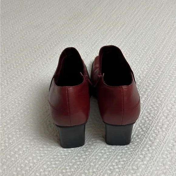 Hillard &amp; Hanson Burgundy Red Leather Ankle Boots Size 8.5 Retro Streetwear Boho