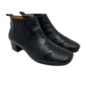 Hispanitas Bailarinas Ankle Boots Black Leather Womens EU 36 Silver Stud Pull-On