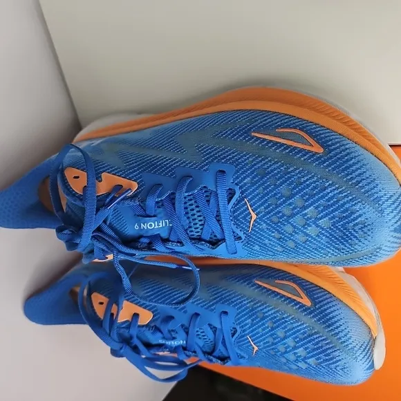 HOKA Kids Blue and Orange Running Shoes Size 9.5