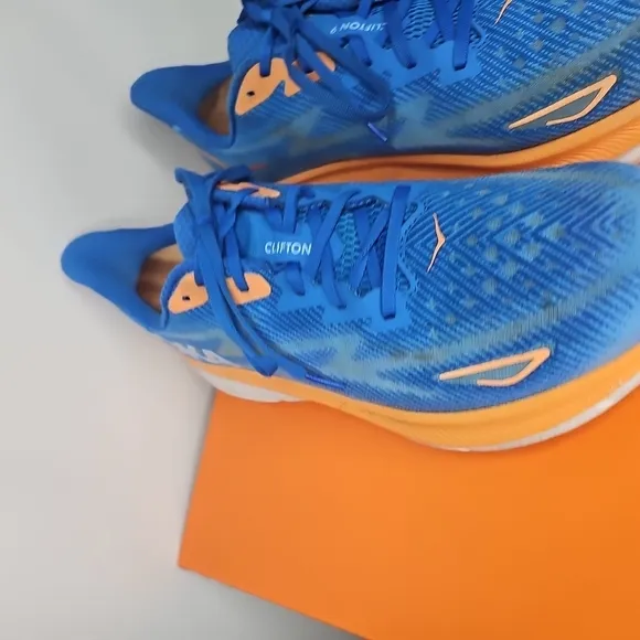 HOKA Kids Blue and Orange Running Shoes Size 9.5