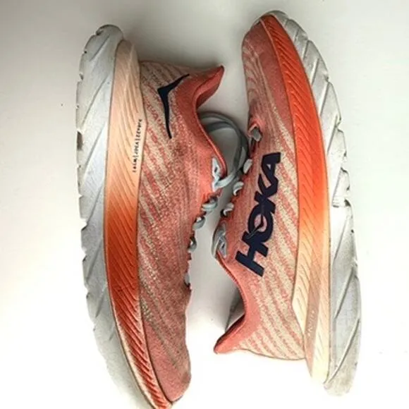 HOKA Mach 4 Running Shoes Orange Coral White ProFly  Women 7.5B Lightweight