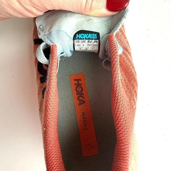 HOKA Mach 4 Running Shoes Orange Coral White ProFly  Women 7.5B Lightweight