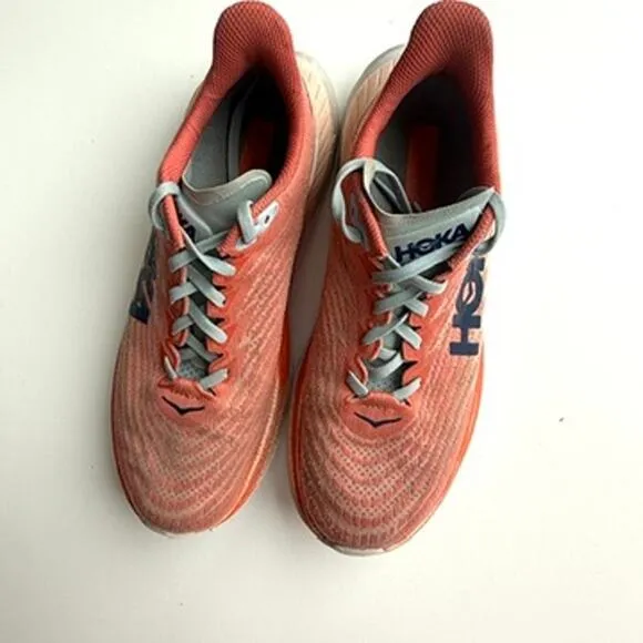 HOKA Mach 4 Running Shoes Orange Coral White ProFly  Women 7.5B Lightweight