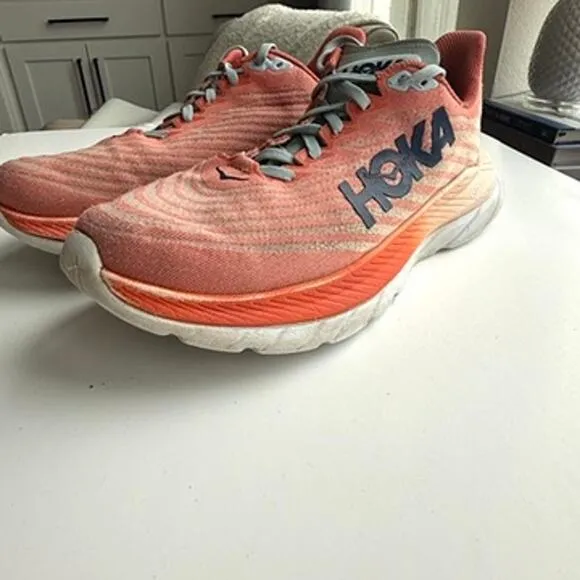 HOKA Mach 4 Running Shoes Orange Coral White ProFly  Women 7.5B Lightweight