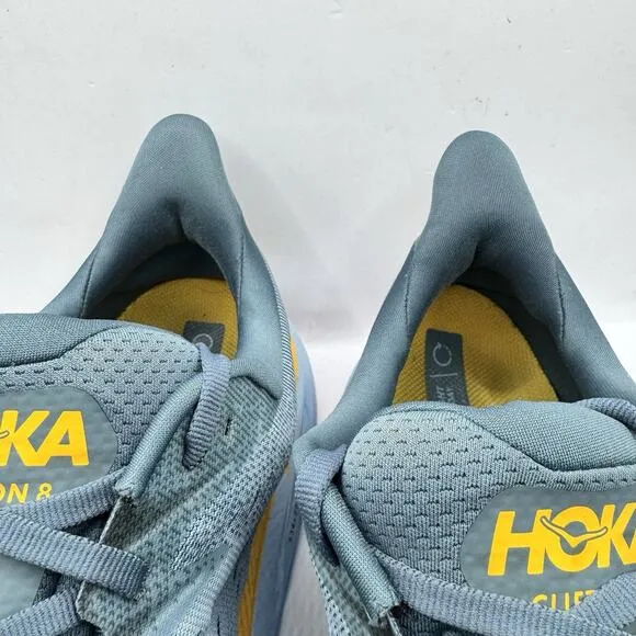 Hoka One One Clifton 8 Mens 13D Goblin Blue Yellow Running Shoes Cushioned Racer