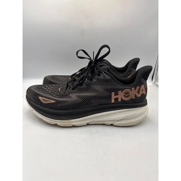 Hoka One One Clifton 9 Black Rose Gold Women's, Size 12B