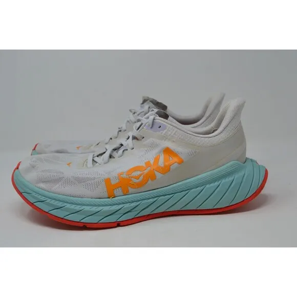 Hoka One One Men's Carbon X 2‎ 1113526 WBOR White Running Shoes Sneakers Sz 13 D